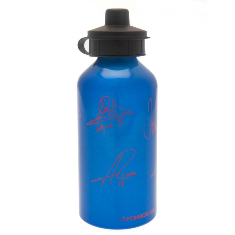 FC Barcelona Official Aluminium Drinks Bottle with Flip Top Cap and Player Signature Prints