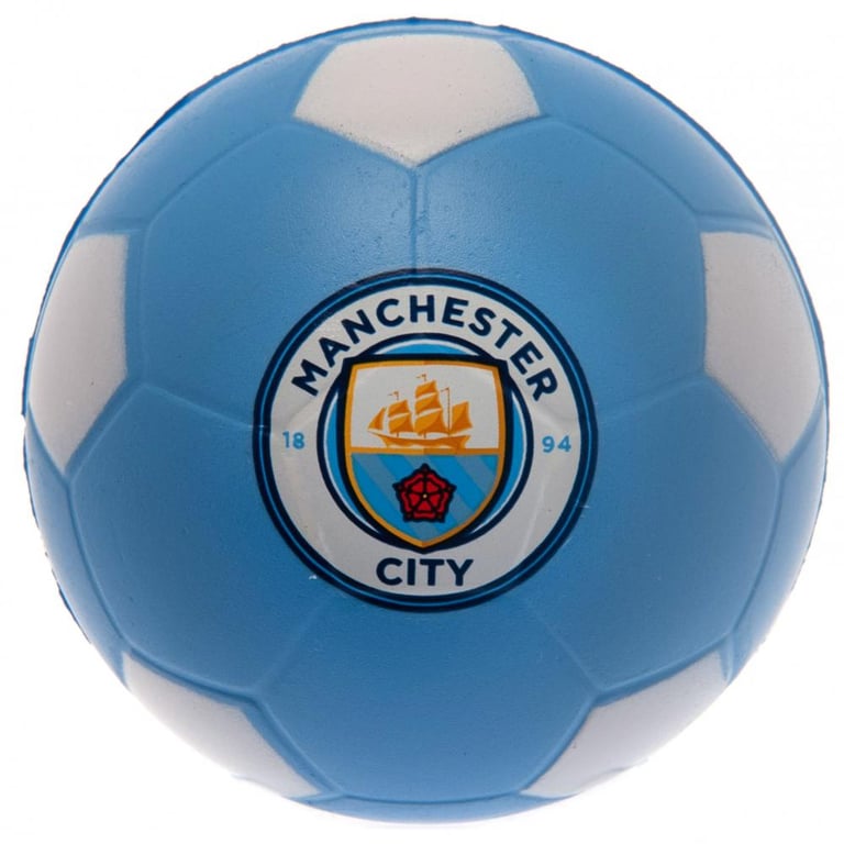 Manchester City FC Official PU Foam Stress Ball - Sky Blue Football Design with Full Colour Crest