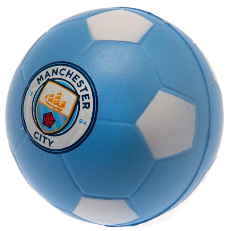 Manchester City FC Official PU Foam Stress Ball - Sky Blue Football Design with Full Colour Crest
