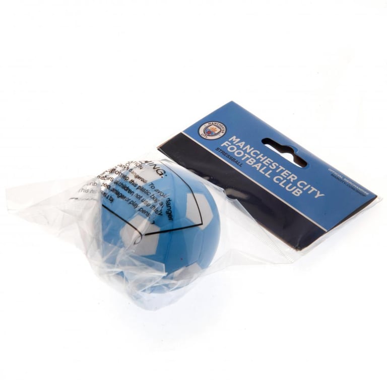 Manchester City FC Official PU Foam Stress Ball - Sky Blue Football Design with Full Colour Crest