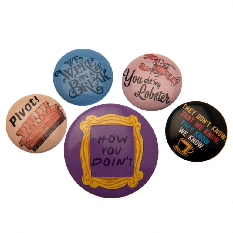 Friends Button Badge Set - Trendy Slogan Badges for School Bags and Clothing