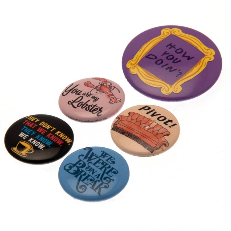 Friends Button Badge Set - Trendy Slogan Badges for School Bags and Clothing