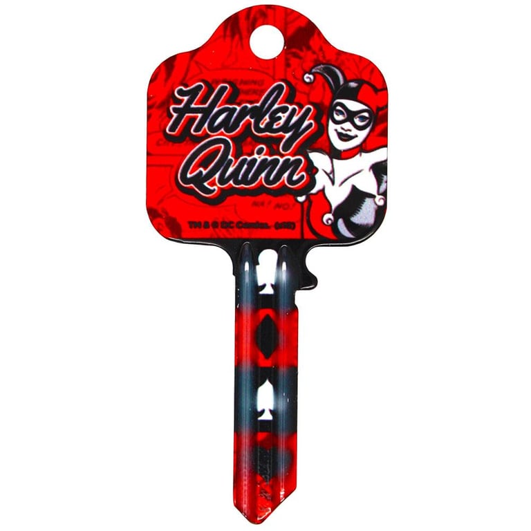 DC Comics Door Key Harley Quinn - High Quality Blank Door Key with Detailed Harley Quinn Designs, UL2 & UL054 Compatible