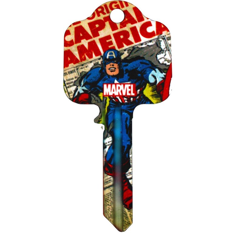 Marvel Comics Captain America UL Profile Lock Key - High Quality Detailed Design Door Key Blank