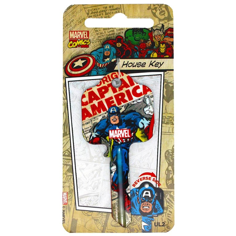 Marvel Comics Captain America UL Profile Lock Key - High Quality Detailed Design Door Key Blank