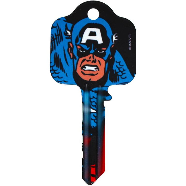 Marvel Comics Captain America UL Profile Lock Key - High Quality Detailed Design Door Key Blank