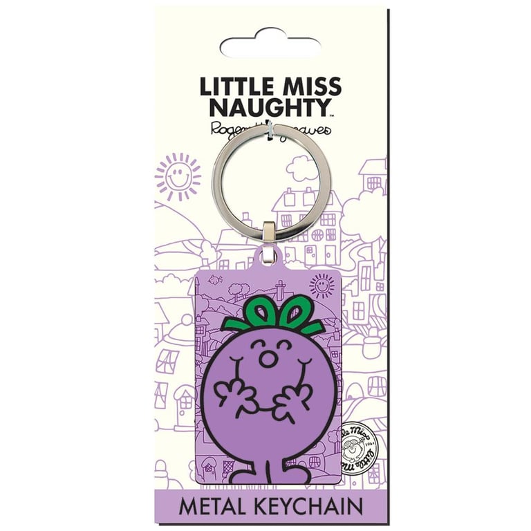 Little Miss Naughty Metal Keyring - Colourful Cartoon Character Charm Keychain Home Decor Accessory