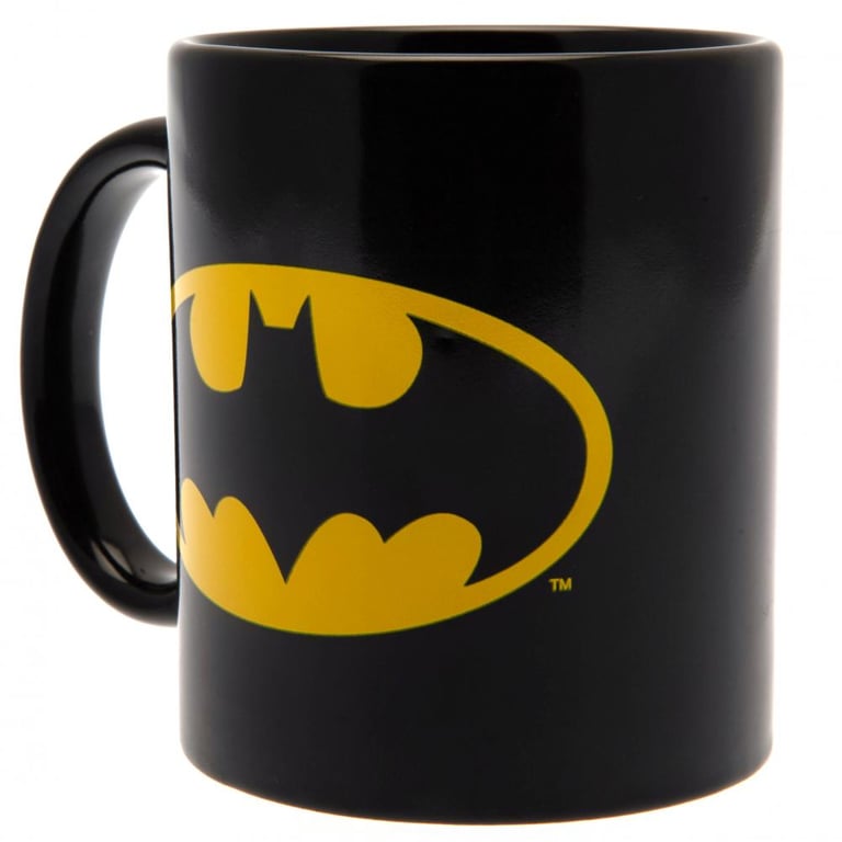 Batman Ceramic Coffee Mug with Black Handle and Iconic Logo Design
