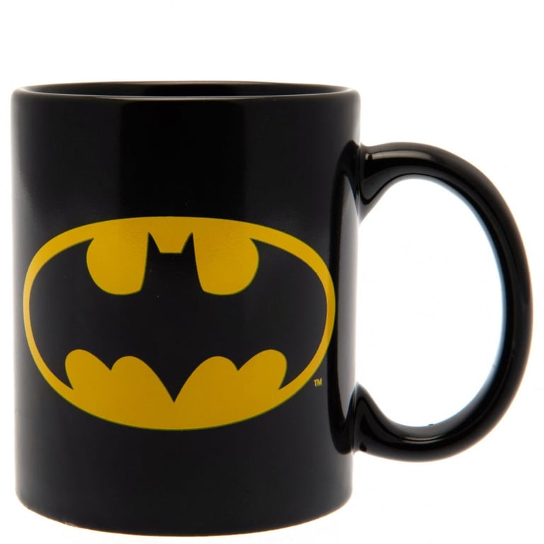 Batman Ceramic Coffee Mug with Black Handle and Iconic Logo Design