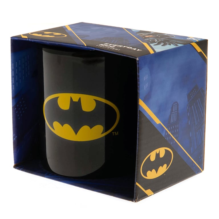 Batman Ceramic Coffee Mug with Black Handle and Iconic Logo Design