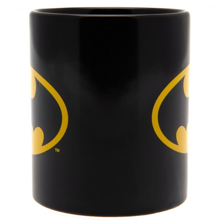 Batman Ceramic Coffee Mug with Black Handle and Iconic Logo Design
