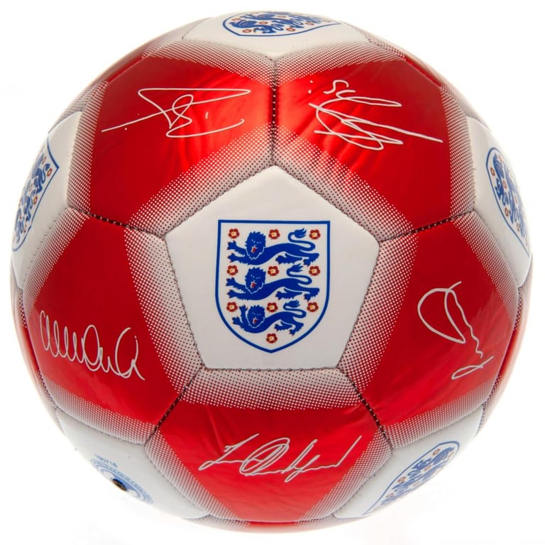 England FA Official Red & White 32 Panel Signature Football - Metallic Finish