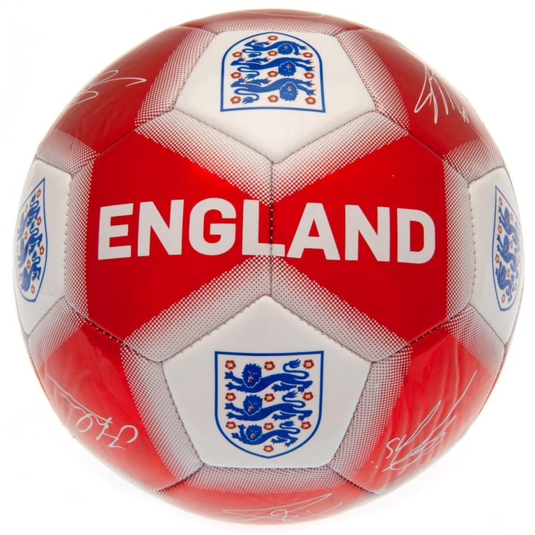 England FA Official Red & White 32 Panel Signature Football - Metallic Finish