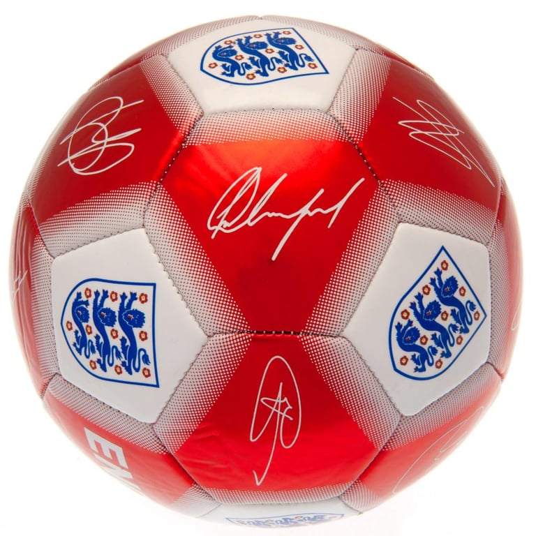 England FA Official Red & White 32 Panel Signature Football - Metallic Finish