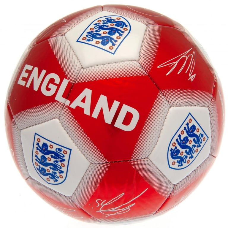 England FA Official Red & White 32 Panel Signature Football - Metallic Finish