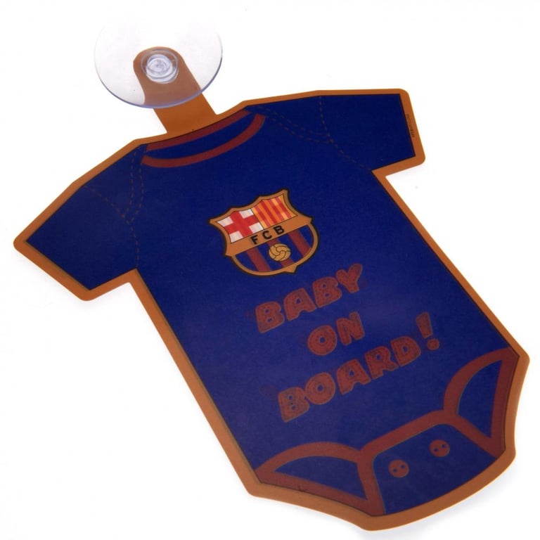 FC Barcelona Baby On Board Sign - Car Decor with Barca Crest Bodysuit Design and Safety Notice