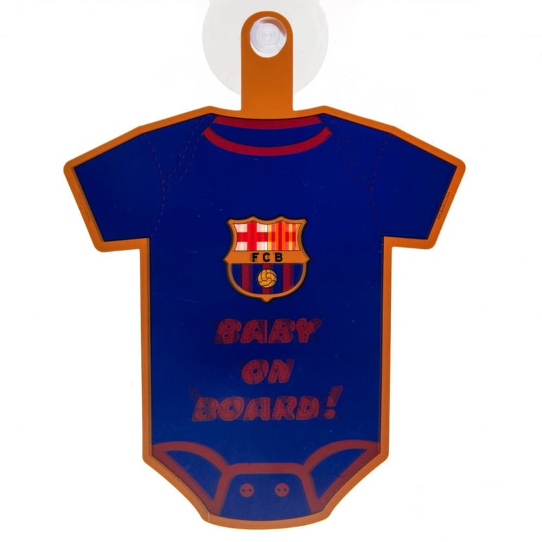 FC Barcelona Baby On Board Sign - Car Decor with Barca Crest Bodysuit Design and Safety Notice