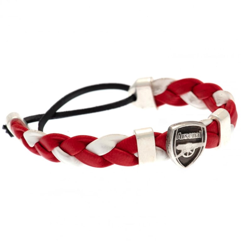 Arsenal FC PU Slider Adjustable Crest Bracelet - Zamak Alloy Football Accessory