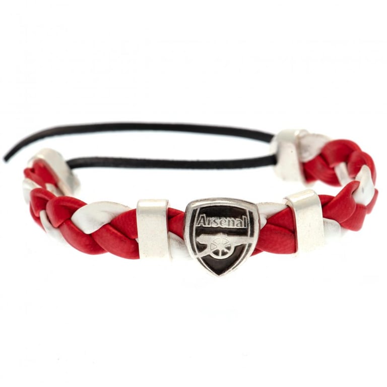 Arsenal FC PU Slider Adjustable Crest Bracelet - Zamak Alloy Football Accessory