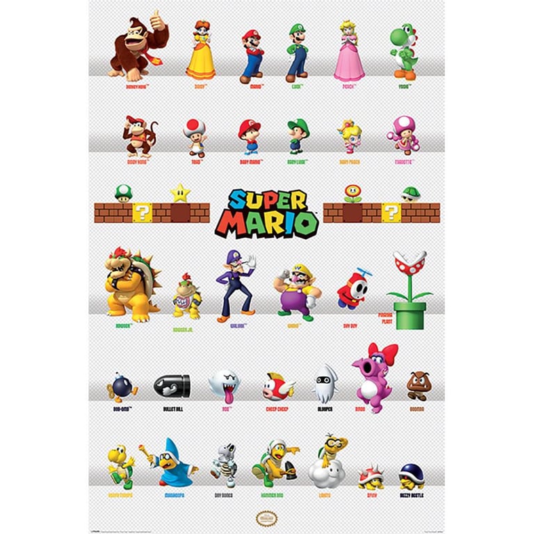 Super Mario Character Parade 278 - Rolled Maxi Poster with High Resolution Artwork on Gloss Paper