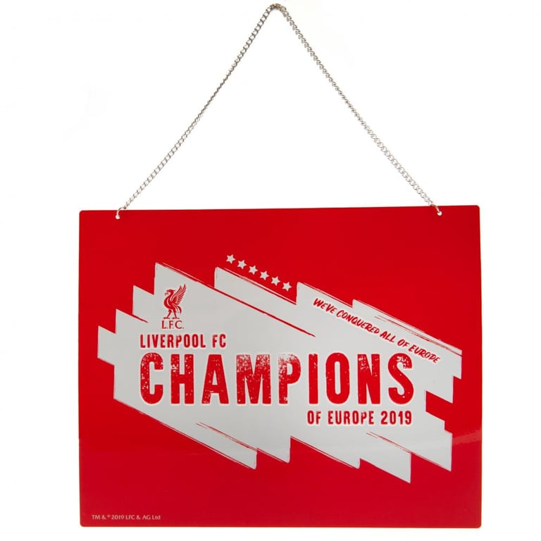 Liverpool FC Champions of Europe Metal Sign - 2019 Design Hanging Wall Art