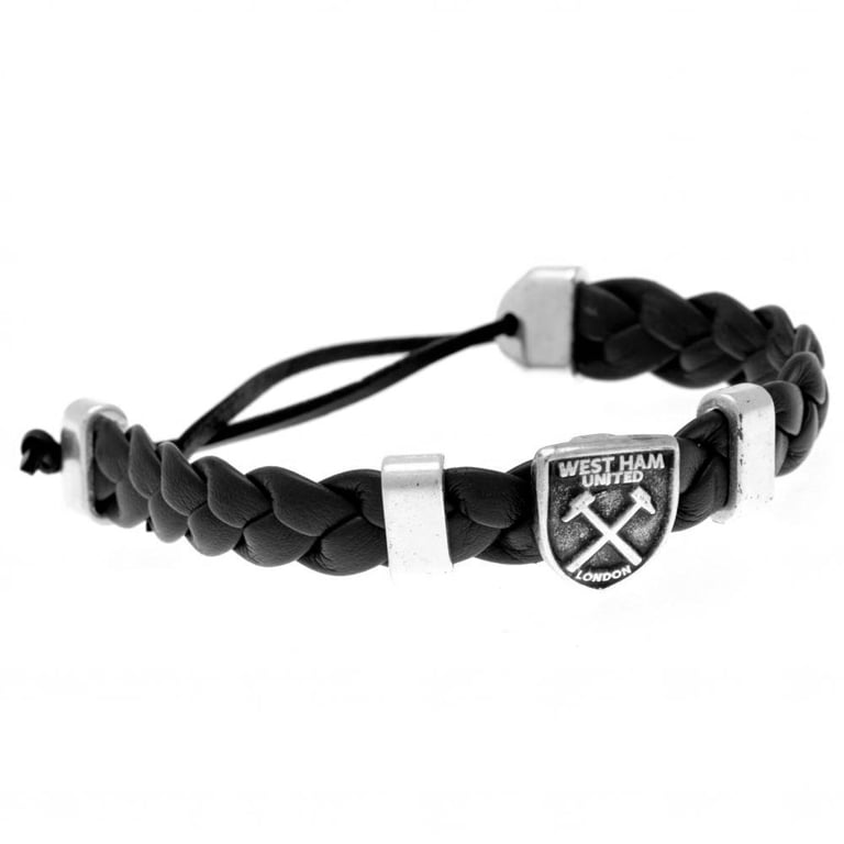 West Ham United FC PU Slider Adjustable Old Silver Crest Bracelet