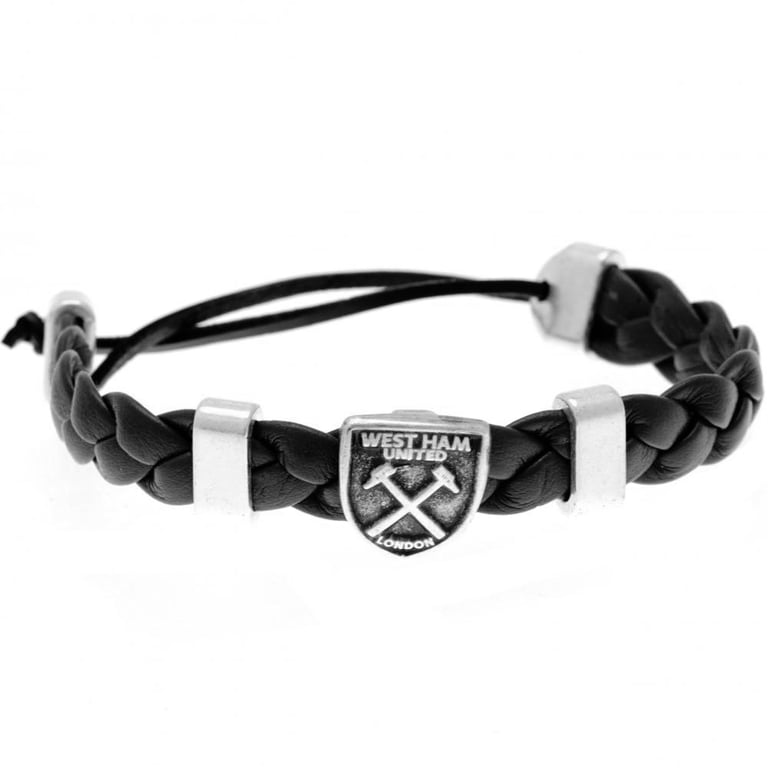 West Ham United FC PU Slider Adjustable Old Silver Crest Bracelet