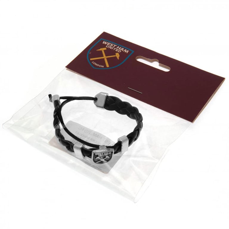 West Ham United FC PU Slider Adjustable Old Silver Crest Bracelet