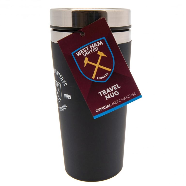 West Ham United FC Executive Stainless Steel Thermal Travel Mug - Matt Black Finish with Screw Top Lid