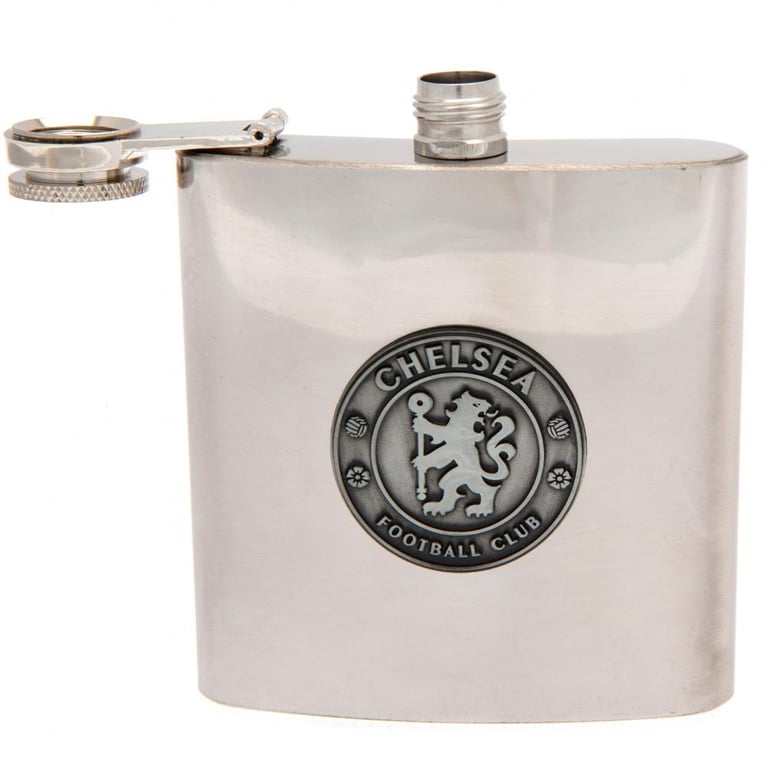 Chelsea FC 6oz Stainless Steel Hip Flask with Antique Badge
