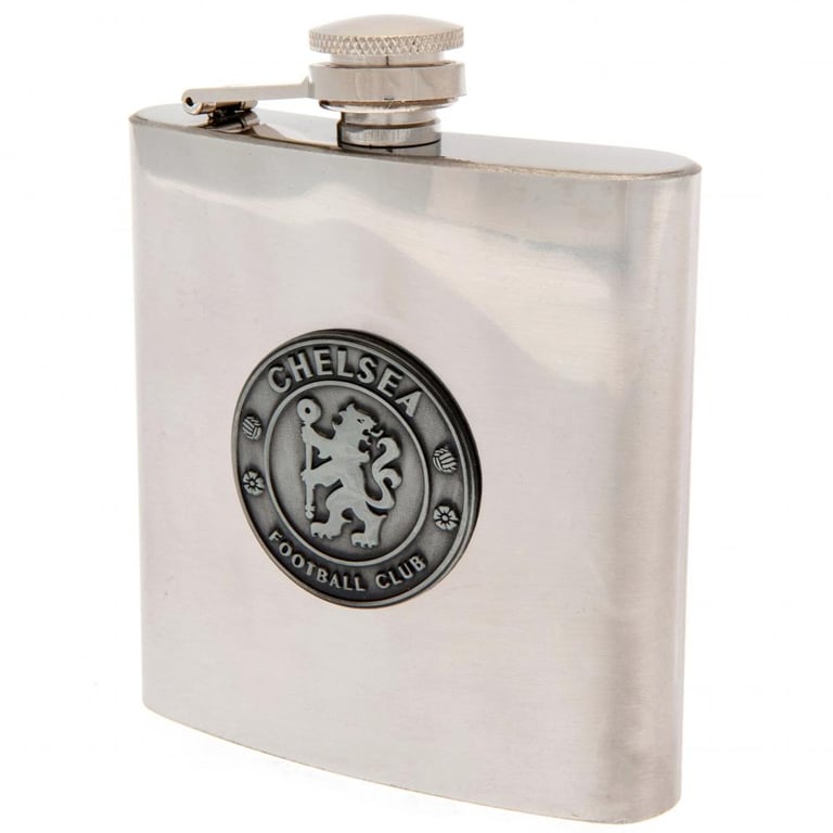 Chelsea FC 6oz Stainless Steel Hip Flask with Antique Badge