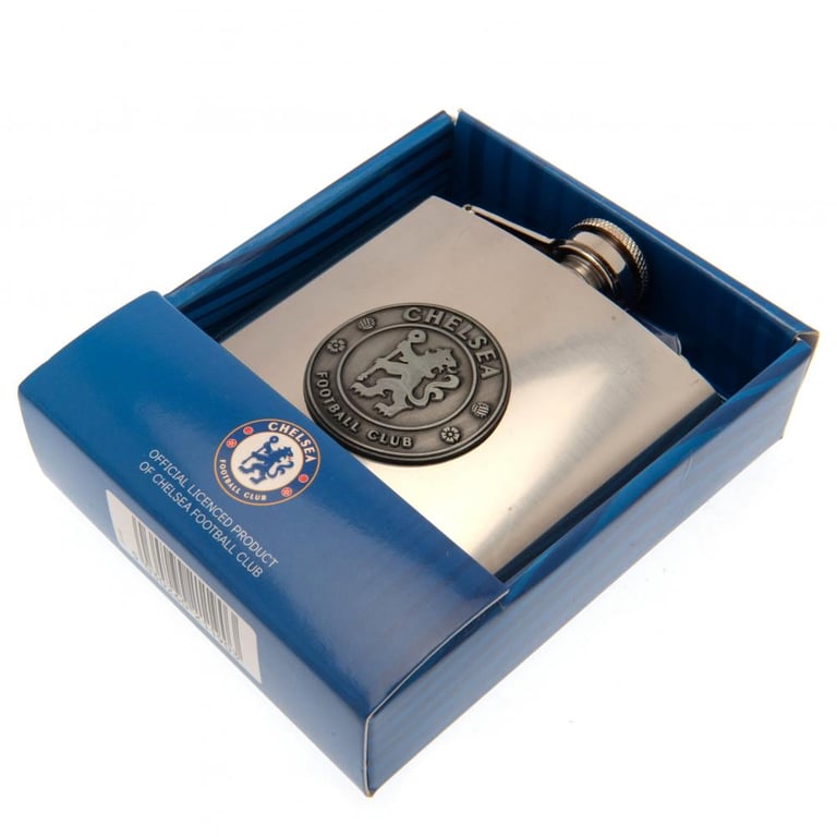 Chelsea FC 6oz Stainless Steel Hip Flask with Antique Badge
