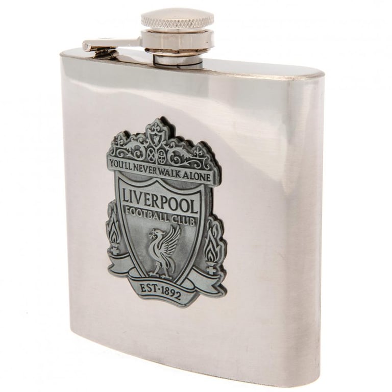 Liverpool FC 6oz Stainless Steel Hip Flask with Antique Badge