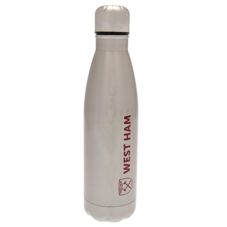 West Ham United FC Stainless Steel Thermal Flask - 24hr Temperature Retention & Silver Metallic Finish