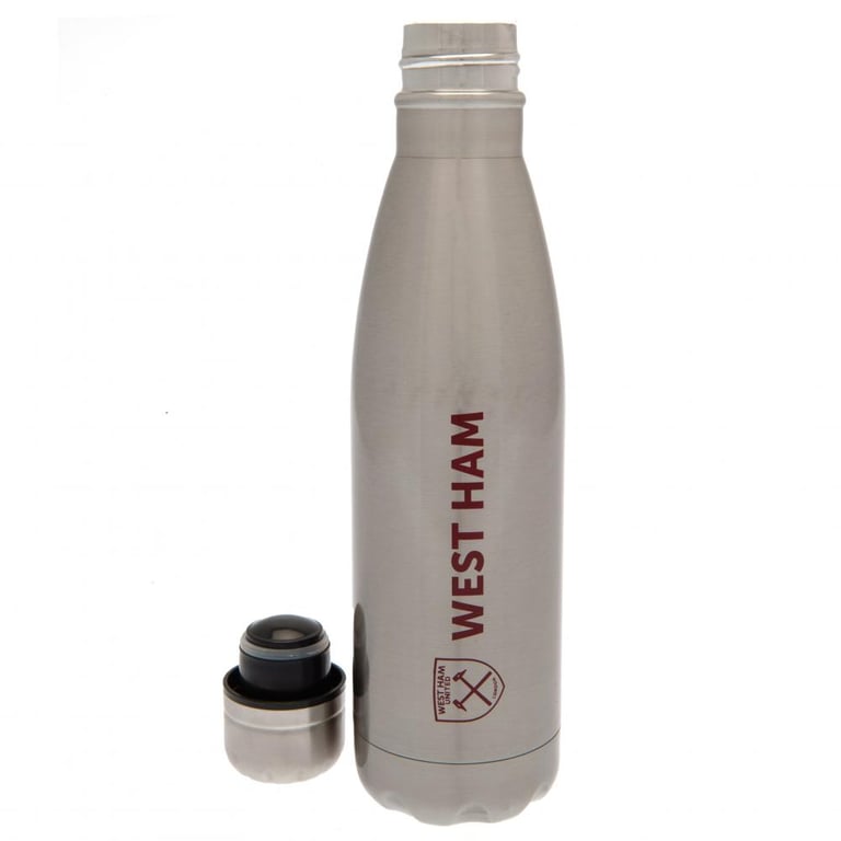 West Ham United FC Stainless Steel Thermal Flask - 24hr Temperature Retention & Silver Metallic Finish