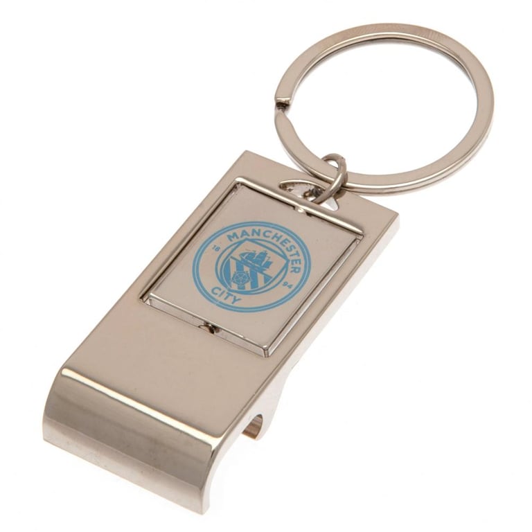 Manchester City FC Executive Metal Keyring with Spinning Crest Print and Bottle Opener Function