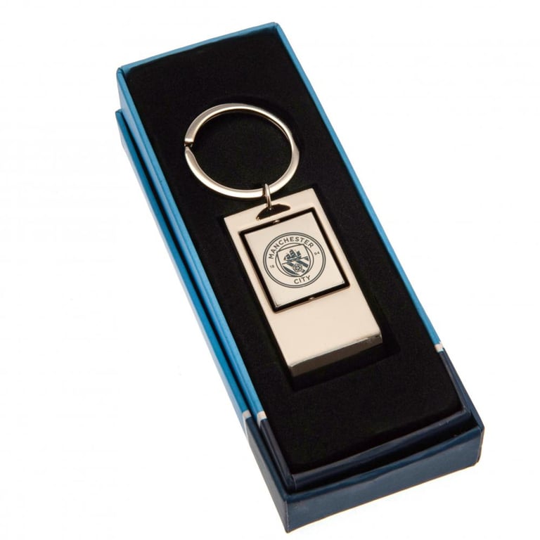 Manchester City FC Executive Metal Keyring with Spinning Crest Print and Bottle Opener Function