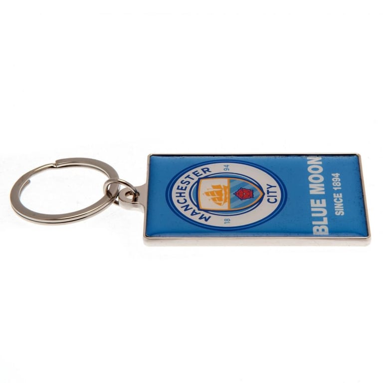 Manchester City FC Deluxe Heavy Metal Keyring - Official Crest and Slogan Design