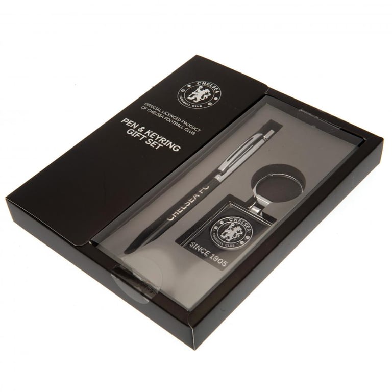 Chelsea FC Executive Pen & Keyring Gift Set - Black Ink & Rectangle Keyring