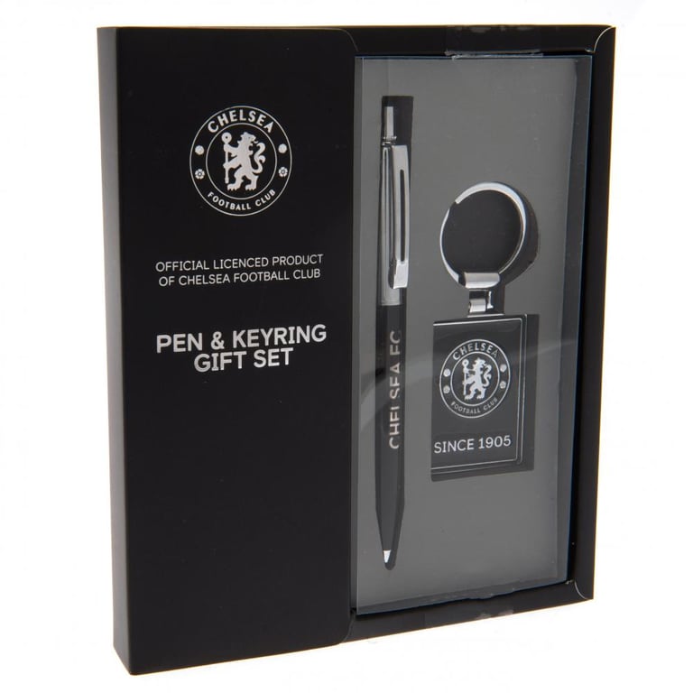 Chelsea FC Executive Pen & Keyring Gift Set - Black Ink & Rectangle Keyring