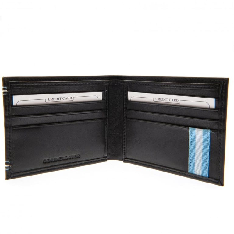 Manchester City FC Leather Stitched Wallet - 6 Card Slots & Cash Compartments