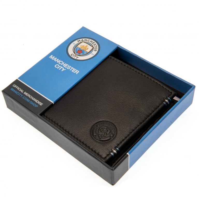 Manchester City FC Leather Stitched Wallet - 6 Card Slots & Cash Compartments