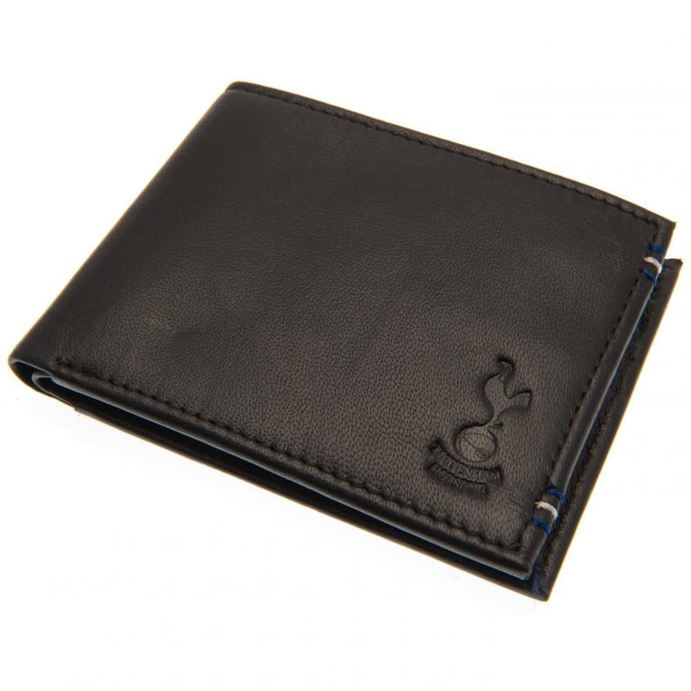 Tottenham Hotspur FC Navy Blue Leather Stitched Wallet - 6 Card Slots & Cash Compartments