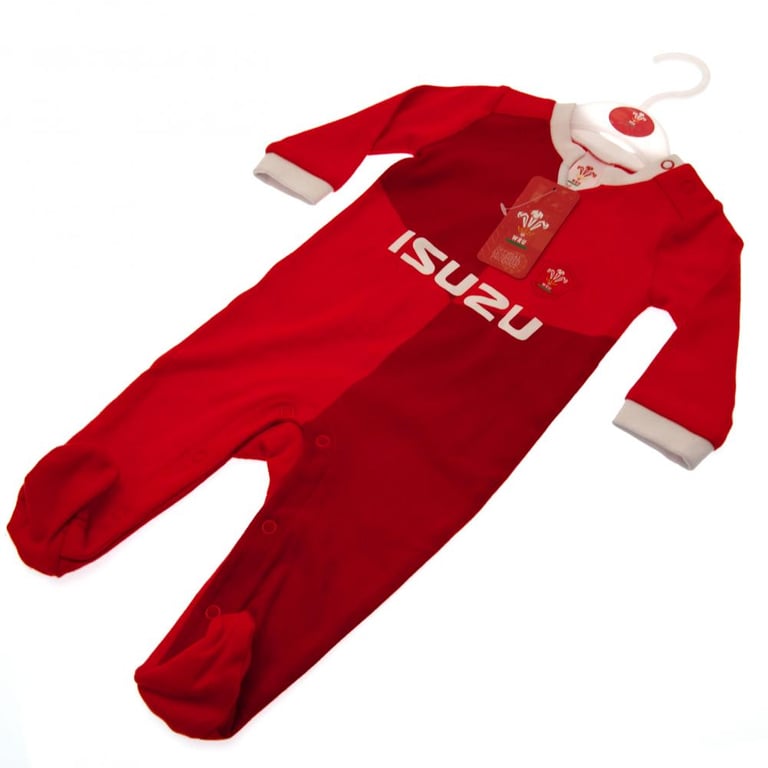 Wales RU Home Kit Embroidered Sleepsuit - 9/12 Months Cotton Soft Fit