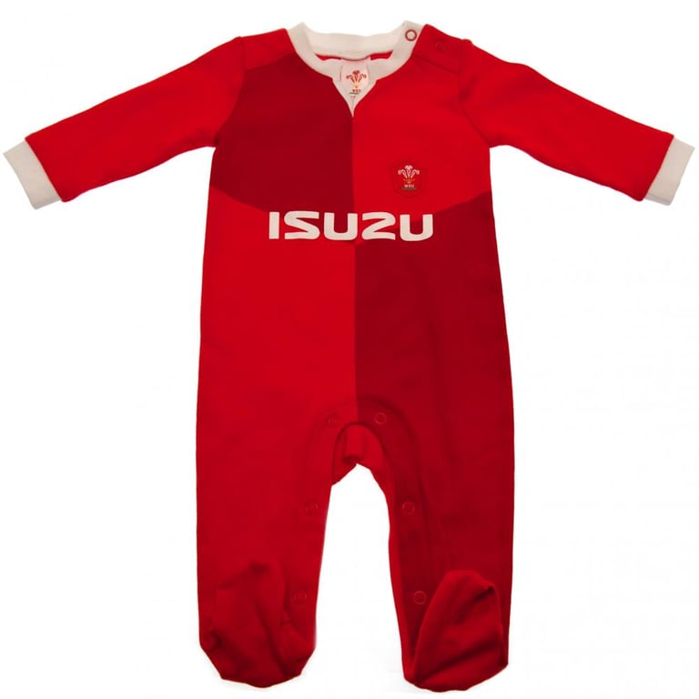 Wales RU Home Kit Embroidered Sleepsuit - 9/12 Months Cotton Soft Fit