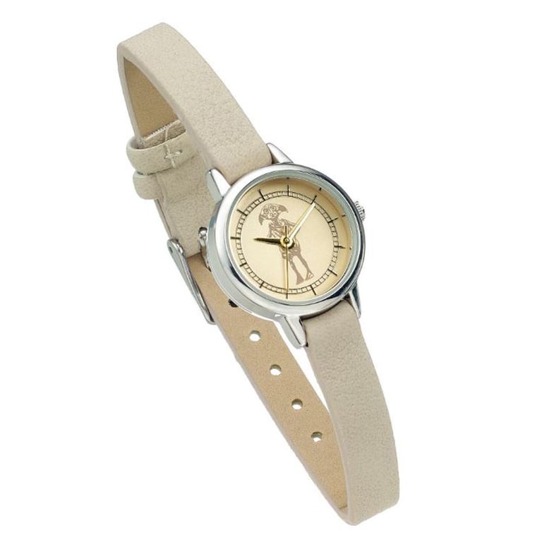 Harry Potter Dobby Ladies Watch - Silver Plated Surround and Cream Faux Leather Strap