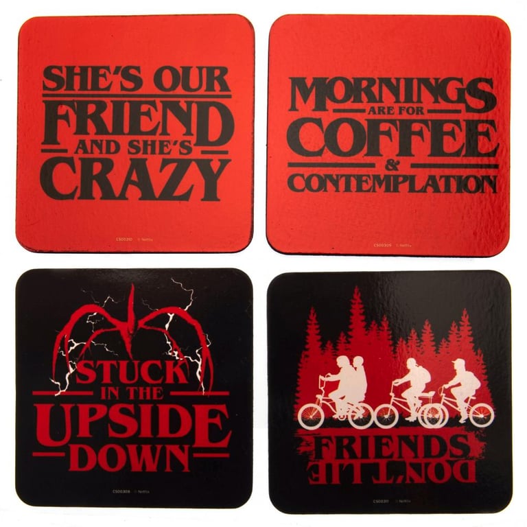 Stranger Things High-Quality Gloss Print Cork Coasters Set of 4