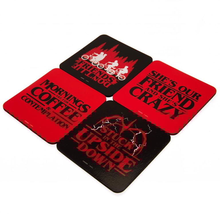 Stranger Things High-Quality Gloss Print Cork Coasters Set of 4