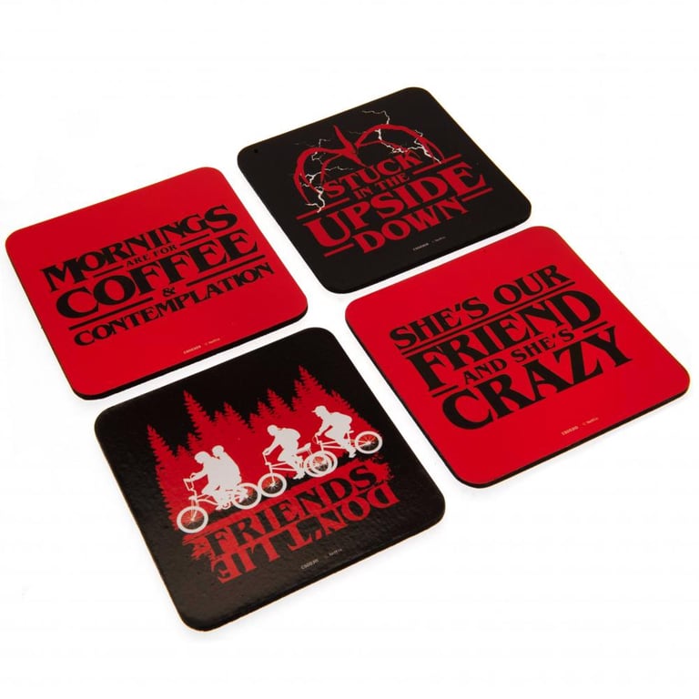 Stranger Things High-Quality Gloss Print Cork Coasters Set of 4