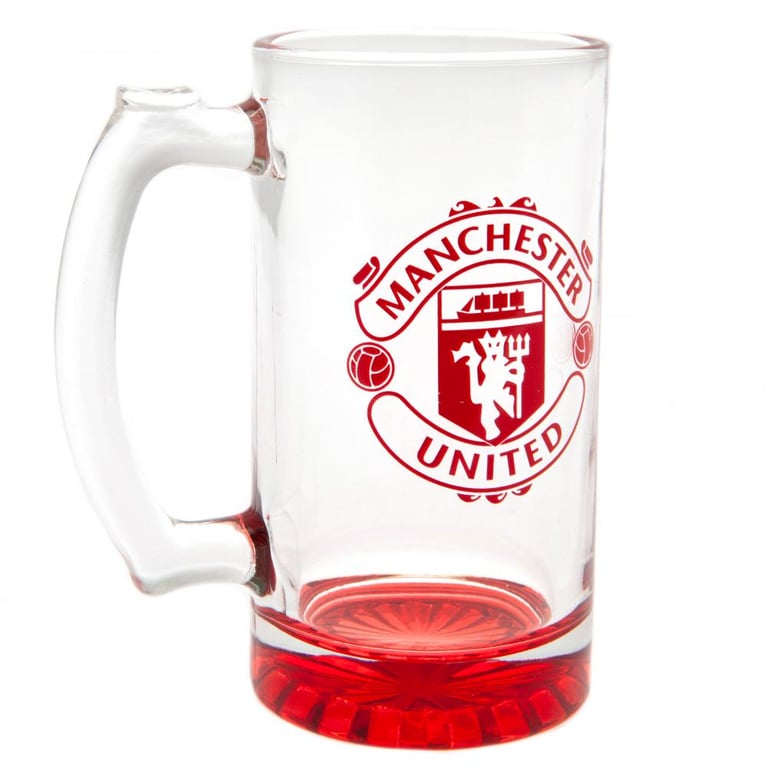 Manchester United FC Glass Stein Tankard - Official Crest Design